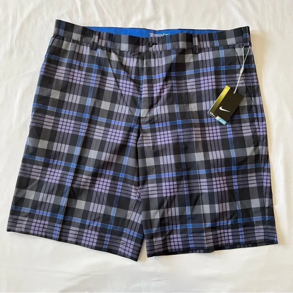 Nike NWT golf tour performance dri fit plaid shorts men size 40 standard fit